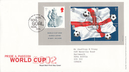Great  Britain 2002 FDC Sc #2056 Sheet Of 5 World Cup 2002 Soccer Balls, Flag - 2001-2010 Decimal Issues