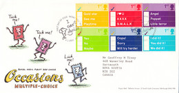 Great  Britain 2003 FDC Sc #2102a Block Of 6 Check-off Slogans - 2001-2010 Decimal Issues
