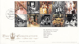Great  Britain 2003 FDC Sc #2136a Block Of 10 Coronation 50th Anniversary - 2001-2010 Decimal Issues
