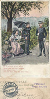 Feldpost AK  "So En Schirm... (Unfall Beim Salutieren)"  (Etapp.Bat.104)         1914 - Postmarks