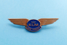 KLM (Royal Dutch Airlines) - JUNIOR STEWARDESS - Nice Large Old Pilot Wings Badge * Holland Netherlands Airline Airways - Crew Badges