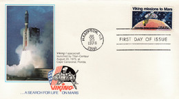 FDC Viking Mission To Mars, US Sc#1759 15c 20 July 1978 Issue, Viking I Launch Image Cachet - America Del Nord