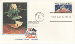 FDC Viking Mission To Mars, US Sc#1759 15c 20 July 1978 Issue, Viking I Arrives At Mars Image Cachet - America Del Nord