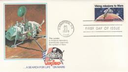 FDC Viking Mission To Mars, US Sc#1759 15c 20 July 1978 Issue, Viking Lander On Mars Image Cachet - América Del Norte