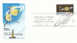 FDC Sc#2574 Planet Saturn And Voyager 2 Explorer Craft Image Cachet, 1991 Issue - America Del Nord