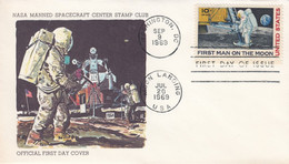 FDC Sc#C76 First Man On Moon 10c Air Mail Issue Illustrated Cachet, 1969 Apollo 11 Mission - North  America