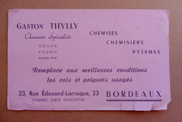 Ancien Buvard Publicitaire Gaston THYLLY Chemisier à BORDEAUX - Textile & Vestimentaire