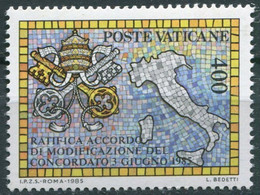 1985 - VATICANO - RATIFICA DELL'ACCORDO DI MODIFICAZIONE DEL CONCORDATO CON ITALIA  - VALORE LIRE  400 - NUOVO - Neufs