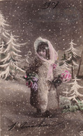 Enfants : Fille - Little Girl - Maedchen : Fillette Sous La Neige : Joyeux Noël : édit. SIP  N°2112 : Colorisée : Glacée - Scènes & Paysages