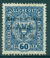 Z176 ITALIA OCCUPAZIONI Trentino 1918 60 H. MNH** Sass. 12, Valut. Sassone € 70, Ottime Condizioni - Trento