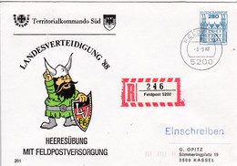 BRD,  PU 255  B1/001a, BuSchl. 280,  Heeresübung, Landesverteidigung '88 - Private Covers - Used