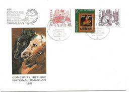 274 - 48 - Enveloppe Avec Oblit Spéciale "19e Concours Hippique Tramelan 1981" Dessin D'Erni - Marcophilie