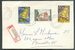 Série PAX 1963 (BOURDON) + 1Fr. YPRES Obl. Sc SCHAERBEEK 1 Sur Lettre Recommandée Du 13-3-1963 Vers Bruxelles.  Superbe - Cartas & Documentos