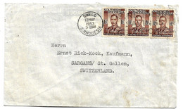 Sro008 / Süd RHODESIEN - Engl. König 1953 Auf 3er Streifen. Brief Nach Sargains, Schweiz - Southern Rhodesia (...-1964)