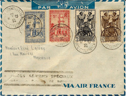 1942- Enveloppe De DJIBOUTI  Pour Marseille  + " Services Aériens Spéciaux / Pendant Le Blocus De Djibouti " - Briefe U. Dokumente
