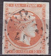 GREECE 1867-69 Large Hermes Head Cleaned Plates Issue 10 L Orange Vl. 38 / H 26 A Pos 128 - Gebruikt
