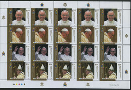 2013 ARGENTINA - Pope Francis JOINT ISSUE WITH VATICAN CITY - Whole Sheet Of Five Sets - Neufs