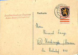 Allemagne Zone  Française   1946 Lettre De Baden-Baden       (G0663) - Amtliche Ausgaben