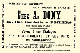 Chez A. DONY , 45 Rue Gambetta à Poitiers 86 * Pub Vêtements Sur CPA - Poitiers