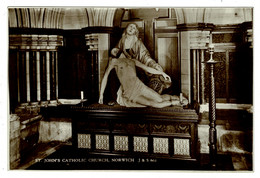 Ref 1445 - Early Jarrold Real Photo Postcard - St John's Catholic Church Interior - Norwich Norfolk - Norwich