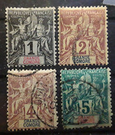 GRANDE COMORE, 1897, Type Groupe, '4 Timbres Yvert No 1,2,3,4, Obl TB - Oblitérés