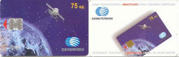 KAZACHSTAN : KAZ-C02C 75u Spaceship + Earth (blue) USED - Kazakhstan