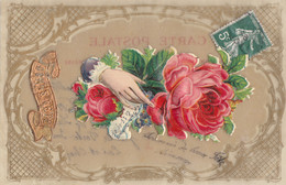 Matériaux Différents - Carte Porcelaine Celluloïd - Découpi Bouquet Rose Bonne Fête - La Ferté-Imbault - Porcelaine