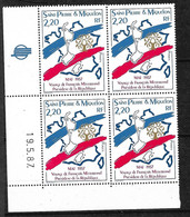 SPM Bloc De 4 Coin Daté Visite De François Miterrand  Du N° 478   Neufs * * TB = MNH VF Voir Scans   - Unused Stamps