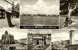 WESEL Am Rhein, Denkmal, Am Rathaus, Mehrbildkarte (1968) AK - Wesel