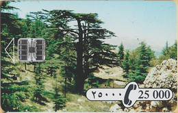 Lebanon - SOD-0005B, Sodetel, Cedar Tree, Landscapes, 25,000 ل.ل, Used As Scan - Liban