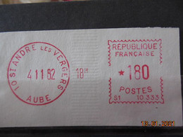 Vignette D'affranchissement Du Bureau De St Andre Les Vergers 1982 - 1969 Montgeron – Papier Blanc – Frama/Satas