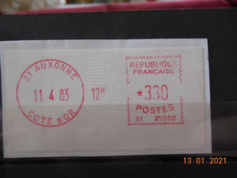 Vignette D'affranchissement Du Bureau De Auxonne 1983 - 1969 Montgeron – Wit Papier – Frama/Satas