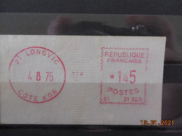 Vignette D'affranchissement Du Bureau De Longvic 1976 - 1969 Montgeron – Papier Blanc – Frama/Satas