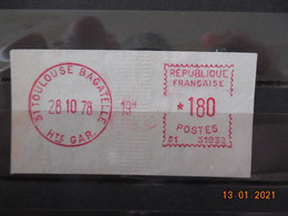 Vignette D'affranchissement Du Bureau De Toulouse Bagatelle 1978 - 1969 Montgeron – Wit Papier – Frama/Satas