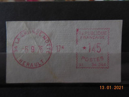 Vignette D'affranchissement Du Bureau De La Grande Motte 1976 - 1969 Montgeron – Carta Bianca – Frama/Satas