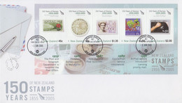 Enveloppe  FDC   1er Jour   NOUVELLE    ZELANDE    Bloc  Feuillet   1ers  Timbres  Néo Zélandais   2005 - FDC