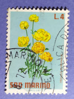 1971 - REPUBBLICA SAN MARINO - FIORI  -   VALORE  LIRE  4 - USATO - Oblitérés