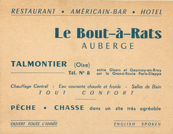 CDV Restaurant Auberge Le Bout-à-rats à Talmontier (Oise) - Visiting Cards