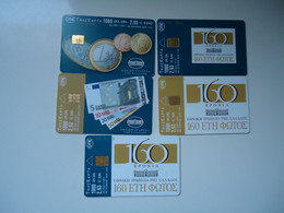 GREECE USED CARDS SET 5   BANK NBG EURO  COINS 2 SCAN - Stamps & Coins