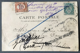 France N°111 Sur CPA 1904, Pour L'Italie, Taxe Italienne, DESTINATAIRE INCONNU - (B521) - 1877-1920: Semi-Moderne