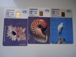 GREECE USED CARDS    SHELLS BIRDS - Peces