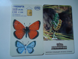 GREECE USED CARDS  BUTTERFLIES - Vlinders