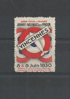 VIGNETTE AVIATION VINCENNES 8 ET 9JUIN 1930  NEUVE . - Luchtvaart