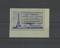 VIGNETTE AVIATION PREMIER VOL FRANCE ANGLETERRE PAR LE "NENE" A L'OCCASION DU SALON PARIS NOVEMBRE 1945. - Aviation