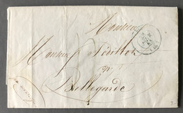 France Lettre De Paris (cachet Bleu) 28.1.1844 Pour Bellgarde - Taxe 4 Décimes - (B543) - 1801-1848: Precursores XIX