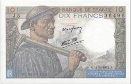 FRANCE - 10 Francs Mineur 1942 (A.11=6=1942.A)36496 - 10 F 1941-1949 ''Mineur''