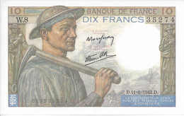 FRANCE - 10 Francs Mineur 1942 (D.11=6=1942.D)35274 - 10 F 1941-1949 ''Mineur''
