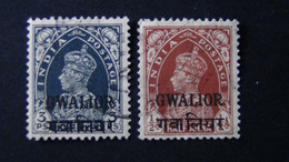 India - Gwalior - 1938 - Mi:IN-GW 89,90, Sn:IN-GW 90,91, Yt:IN-GW 85,86 O - Look Scan - Gwalior