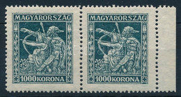 ** 1924 Jótékonyság (I.) 1000K ívszéli Pár Bal Oldali Bélyegén Lemezhiba Az értékjelzés Felett - Other & Unclassified