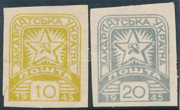 ** Kárpát-Ukrajna 1945 10f + 20f Vágott / Imperforate - Other & Unclassified